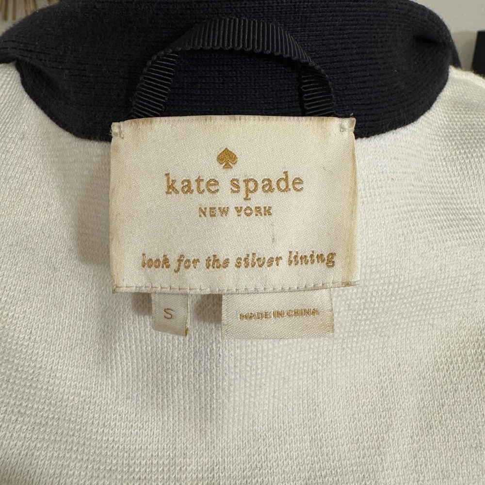 kate spade color block cardigan in white with black accents size small - Picture 9 of 10